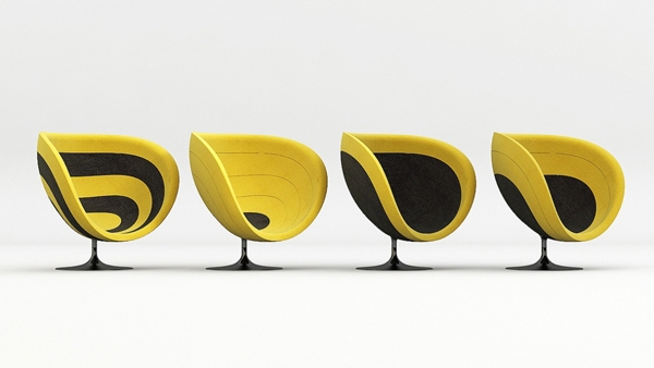 Gelber Stuhl Design-Rosa Poltrona