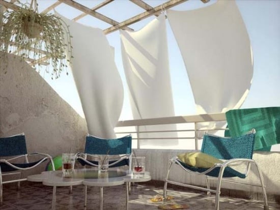 Gemütliche Balkon-Design Ideen-Sichtschutz Möbel
