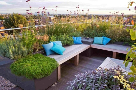 Gras Balkon moderne Gestaltung Frühlingspflanzen Gras