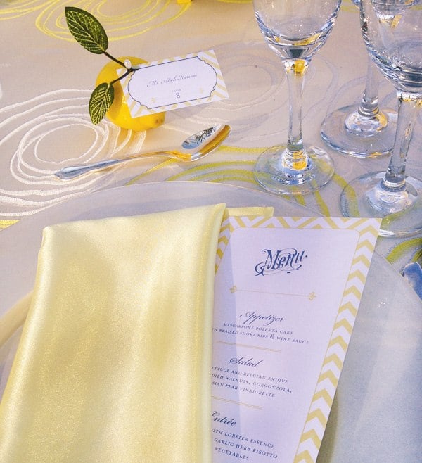 Hochzeit Einladung Tischdeko Zitronen Platzkarten