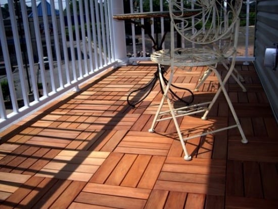 Holz Fliesen auf-Balkon Terrasse-verlegen Muster