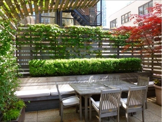Holzterrassenmöbel Pflanzen für Balkon-Wind-Sichtschutz