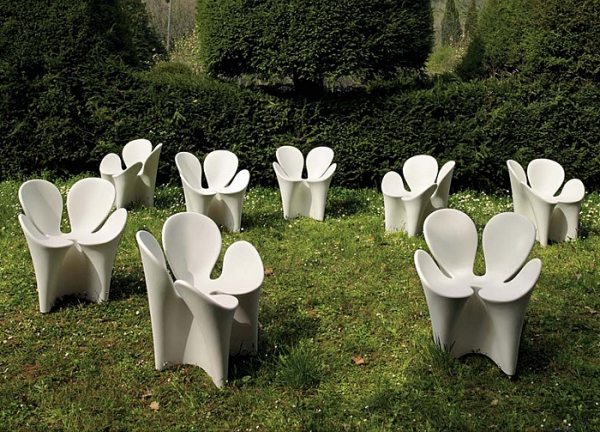 Klee-Blatt Stuhl Gartenmöbel Weiß