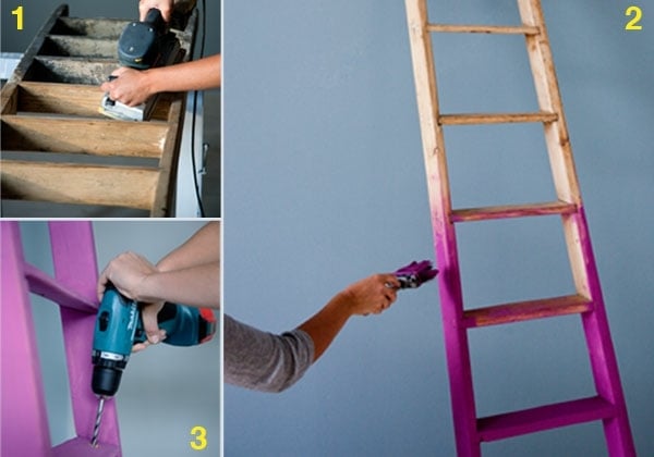 Leiter lila Farbe selber bauen Ideen 