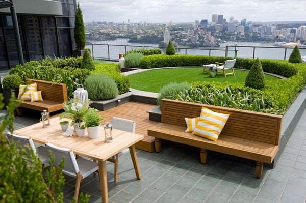 Luxus Garten-Dachterrasse Möbeldesign urban Gardening