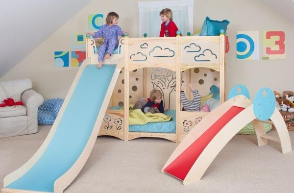 Massivholz Betten Kinderzimmer-Rutsche Möbel Design