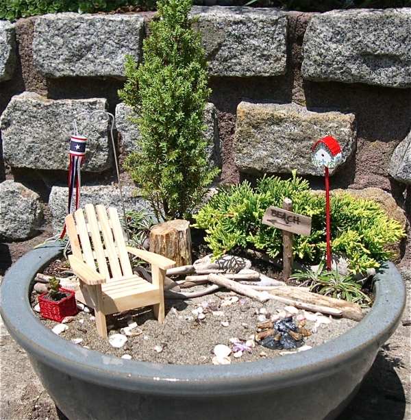 Miniaturgärten Pflanzkübel strand kleiner adirondack stuhl