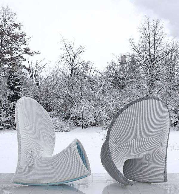 Outdoor Relaxmöbel-Schaukelstuhl Weiß
