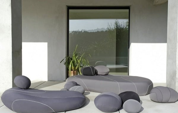 Outdoor Möbeldesign-Steine Liegesofa-Hocker Sitzsack de jardin-design