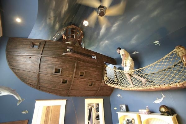 Piraten inspiriertes Kinderzimmer-Piratenschiff Hängebrücke