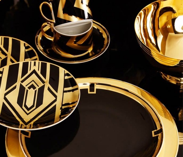 Ralph Lauren Home-Geschirr Design-Schwarz Gold Teetasse