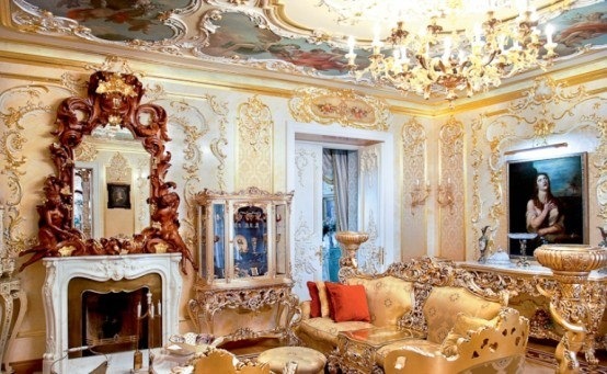 Rokoko Luxus Wohnung St Petersburg Ornamente Bilderrahmen-Gold Optik