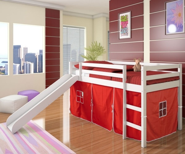 Rotes Etagenbett weiß lackiert Designer Möbel-Kinderzimmer Ideen