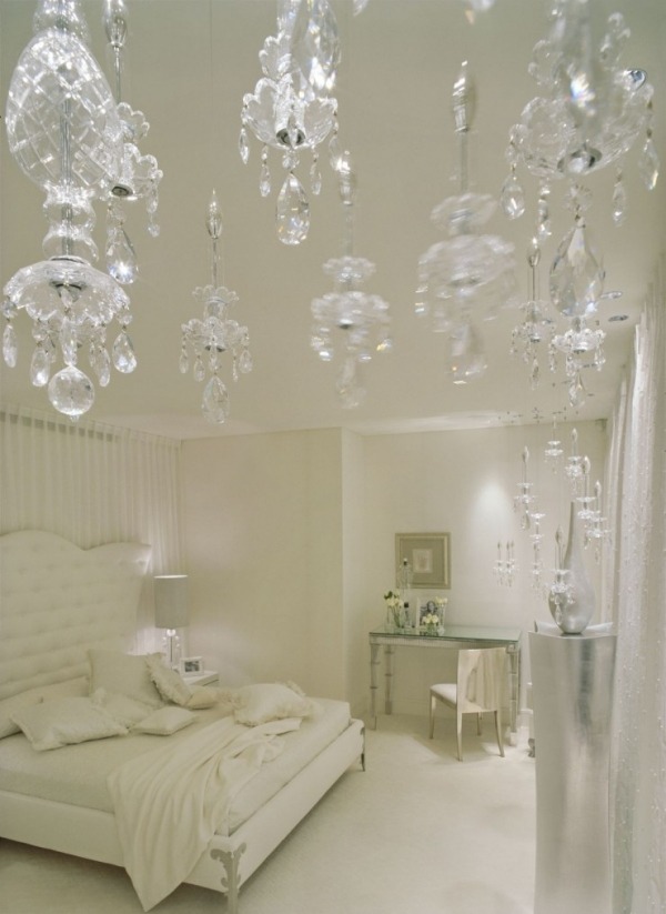 Schlafzimmer komplett weiß kristall kreunleuchter luxus