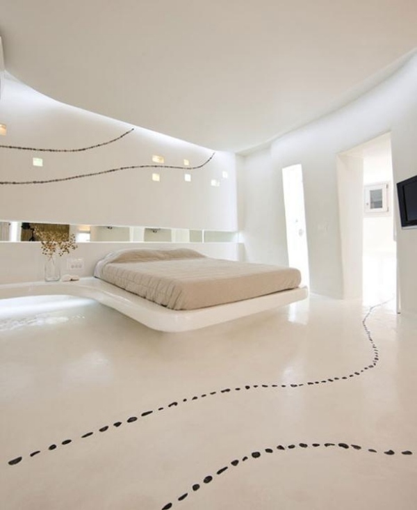 Schlafzimmer komplett weiß modern einbauleuchten effekte