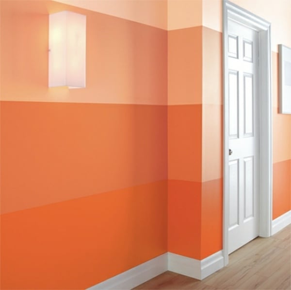 Streifen Muster Wand Streichen Ideen orange Farbe