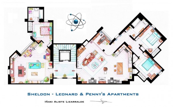 The Big Bang Theory Sheldon Leonard grundriss der wohnungen 