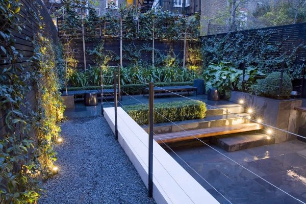 Urbane Gärten-Kies boden-Beleuchtung Indirekt