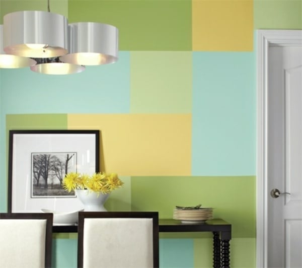 Wand Muster streichen Rechteck drei Farben