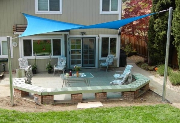 Wasserfest Sonnensegel blau Stoff-Terrasse Überdachung