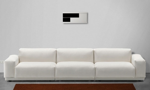 Wohnzimmer digitale Wanduhr-innovatives Design weißes Sofa