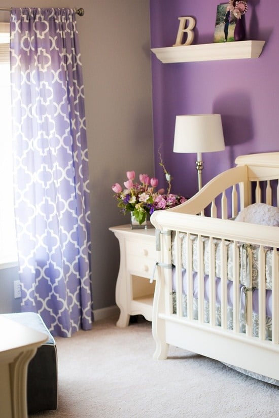 babyzimmer ideen dekorieren sanfte flieder wandfarbe