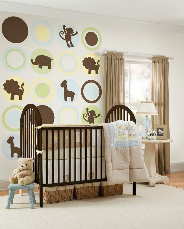 babyzimmer ideen dekorieren tiere silhouetten wand