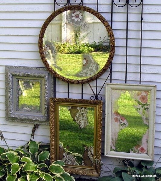 gartenideen-alte-sachen-wanddeko-vintage-spiegel