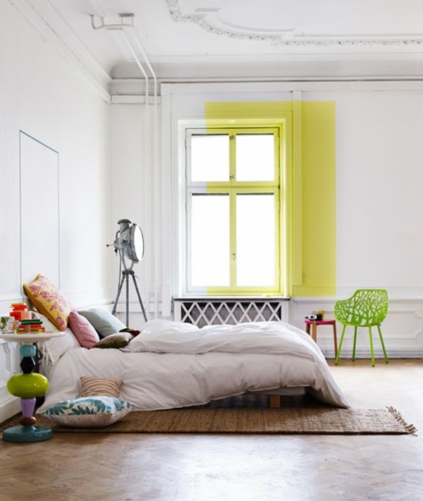 gelbe Wand Farbe Schlafzimmer Einrichtung