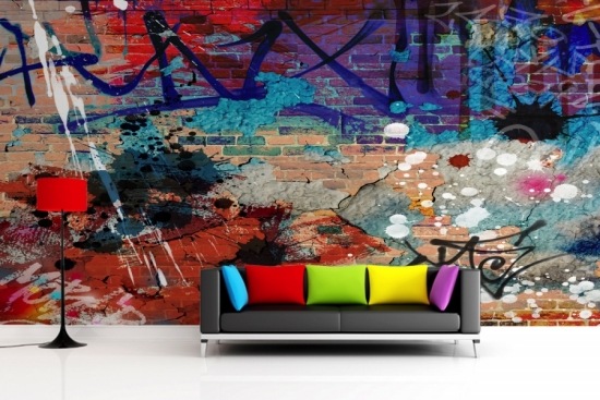 graffiti wanddekoration kunst der straße buntes sofa
