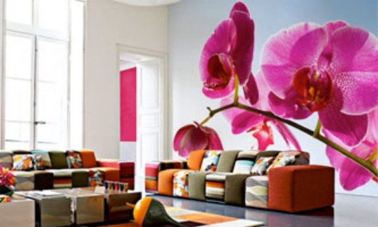ideen für wandgestaltung im wohnzimmer orchidee rosa