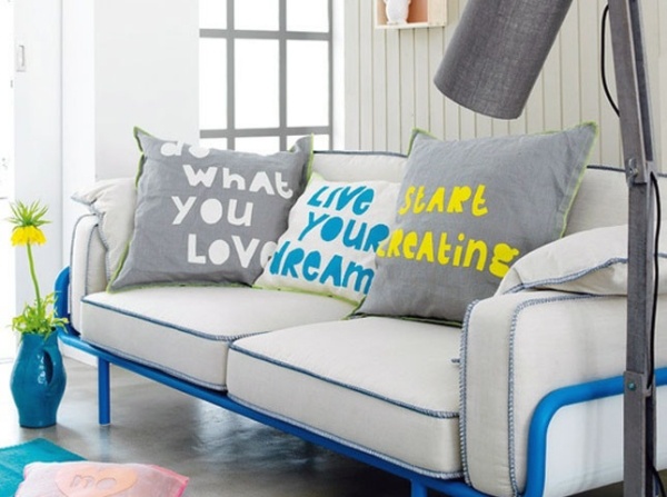 inspirierende worte sprüche deko kissen couch nähen