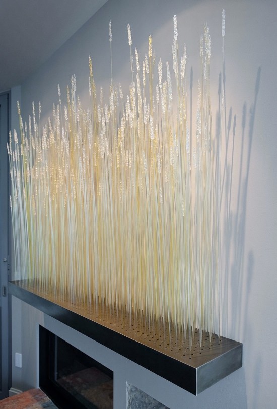 kunst installationen aus glas wohnzimmer deko