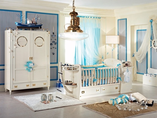 luxus babyzimmer gestalten für jungen blaue motive