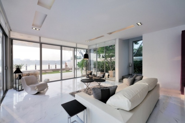 luxus villa mit modernem design bequemes sofa