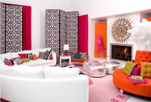 moderne pop art bilder im interieur rosa orange