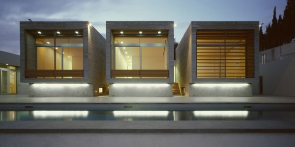moderne luxus villa mit geometrischen formen fenster quadratform