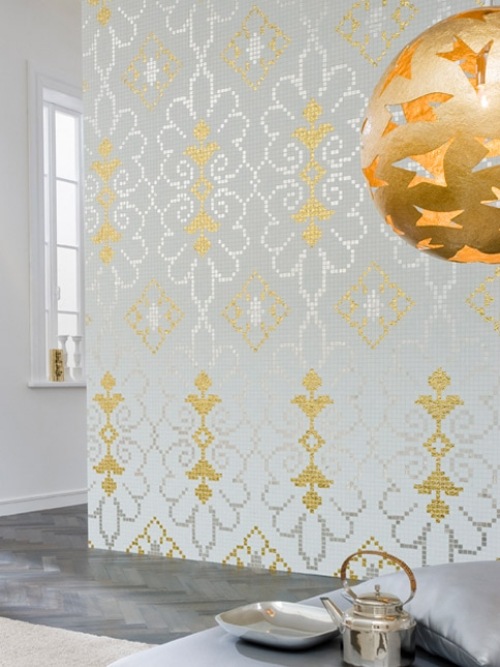 art mosaikfliesen trend gold silber design