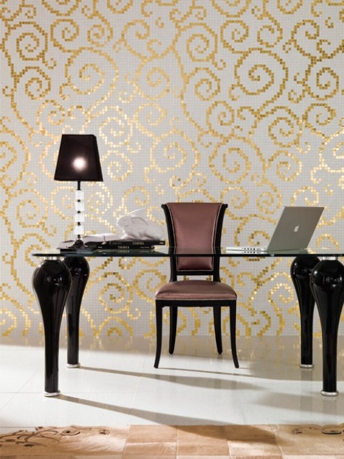 art mosaikfliesen trend luxus fliesen gold