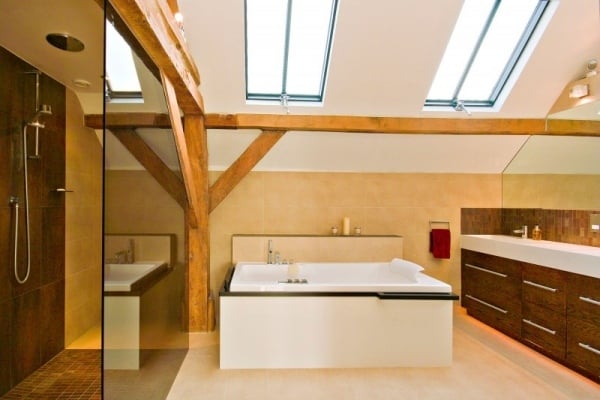 scheune zum wohnhaus umbau badezimmer dachfenster design