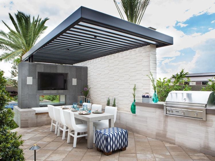 Terrassenüberdachung bauen-aluminium-modern-wand-fernseher