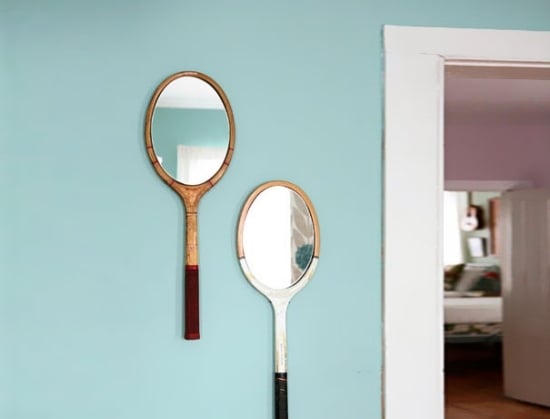 upcycling statt recycling mit neuer anwendung tennisschläger spiegel
