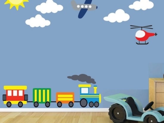 wandtattoo kinderzimmer ideen für jungen helikopter himmel