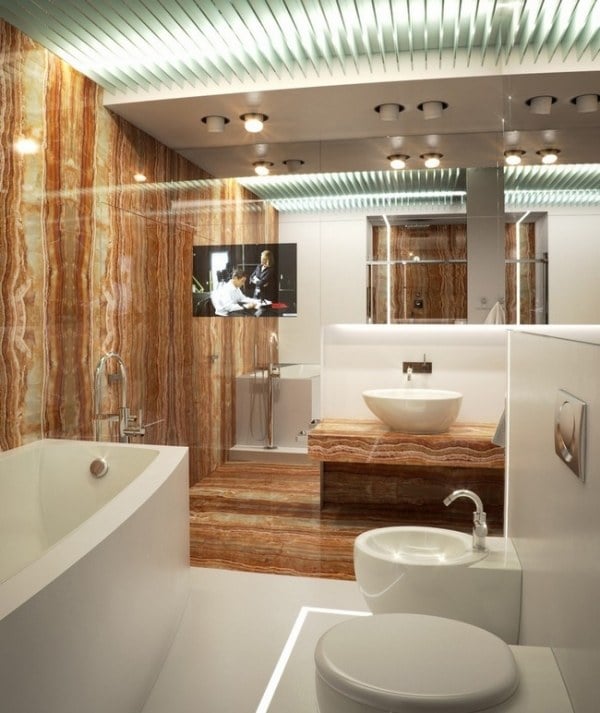 Alexander Lysak moderne wohnung badezimmer marmor braun