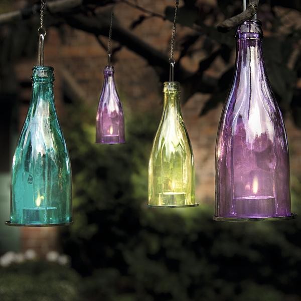 Beleuchtung Garten glasflaschen hängeleuchten