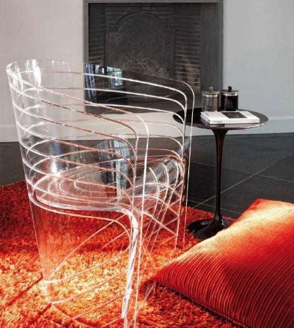 Einmaliges Stuhl-Design GALBO-Acryl Transparent Stuhl mit Armlehnen