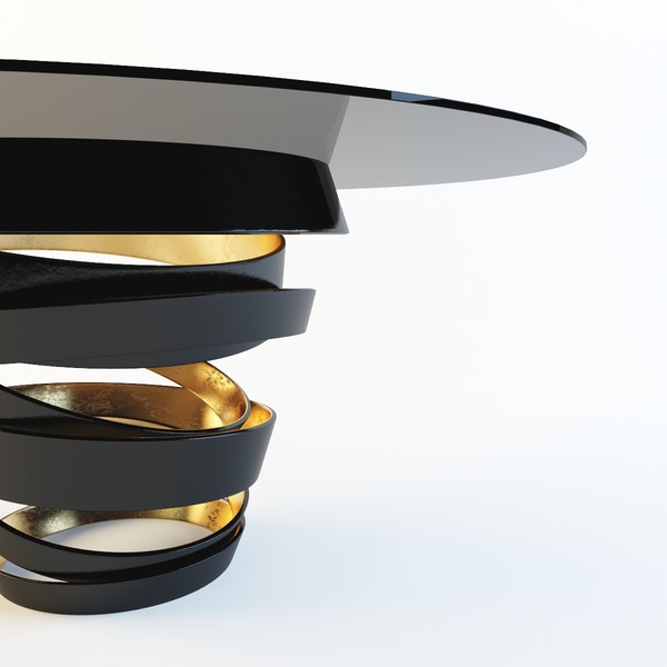 Esstisch Designs koket mattschwarz gold rauchglas