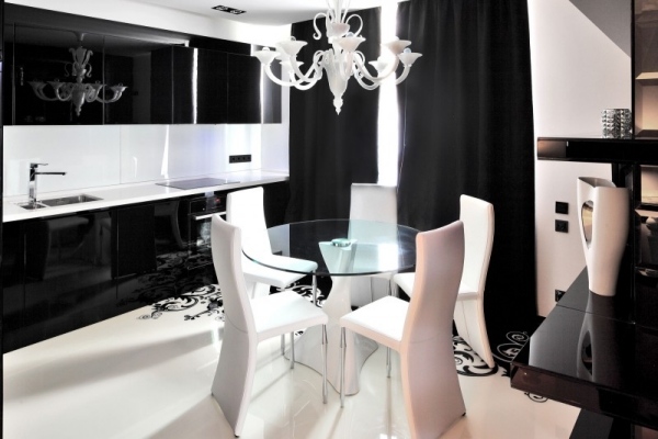 Esszimmer Esstisch Küche minimalistisch schwarz-weiß-Designer Möbel