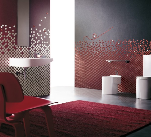 Farbiges Glas mosaik-rot grau Badezimmer-Fliesen