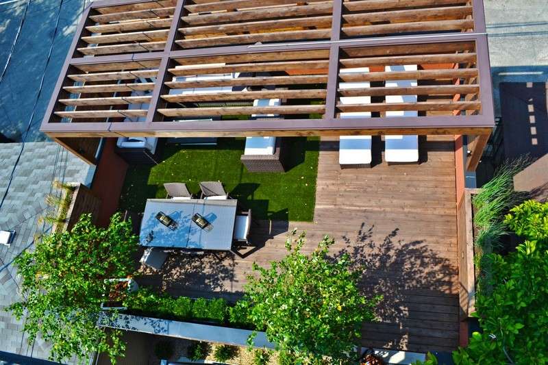 Garten-Pergola-Dachterrasse-Sonnenschutz-Sichtschutz-Holz